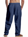 Men's Casual Linen Drawstring Button Loose Pants
