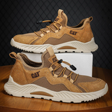 Male's Faux Leather Mesh Patchwork Outdoor Elastic Laces Sneakers