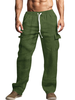 Men's Corduroy Multi-Pocket Elastic Waist Trousers