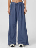 Women's Comfy Wide Leg Drawstring Palazzo Pants Loose Fit Trousers