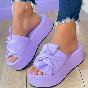 Women's Vacation Thick Sole Large Size Butterfly Knot Slippers