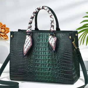 Women's Crocodile Print Plain Durable Boston Handbags