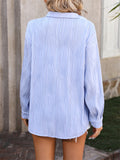 Female Wave Texture Stylish Turn-down Collar Blouses