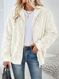 Women's Fleece Zip-up Loose Fit Sherpa Jacket Casual Warm Coat