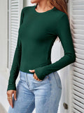 Female Autumn Slim Fit Crew Neck Pullover Shirt
