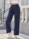 Women's Solid Color Casual Straight Suit Pants
