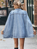 Women's Fashion Single Breasted Asymmetric Cape Denim Coat