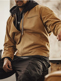 Men's Retro Contrast Color Lapel Long Sleeve Zip Up Jacket Coats