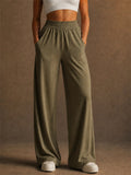 Womens High Waisted Pockets Wide Leg Lounge Pants