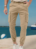 Men's Casual Solid Color Pockets Cargo Jogger Pants