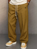 Men's Casual Urban Style Solid Color Comfy Drawstring Straight Pants