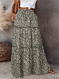 Boho Style Female Layered Paisley Printed Skirt with Pockets