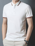 Men's Summer Simple Contrast Trim Short Sleeve Polo T-Shirts