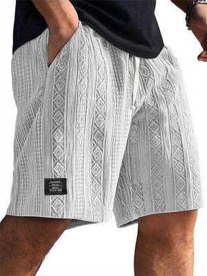 Men's Casual Comfy Summer Solid Color Jacquard Drawstring Shorts