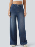 Women's Vintage Mid Waist Wide Leg Jeans Slimming Denim Pants