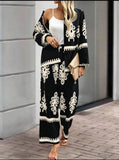 Women's Casual Ethnic Style Printed Long Sleeve Top & Wide Leg Pants Set