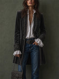 Women Vintage Velvet Embroidered Patchwork Blazer Jacket