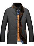 Men's Warm Quilted Coat with Faux Fur Collar for Cold Weather
