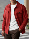 Men's Fleece-Linen Casual Button-Up Shirt Jacket for Spring Autumn