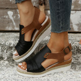 Summer Open Toe Buckle Wedge Sandals for Women