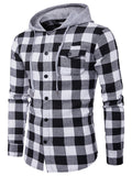 Men's Trendy Plaid Button-up Shirt with Hood