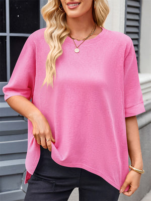 Women's Loose Solid Color Round Neck Short Sleeve T-Shirt