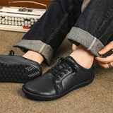 Men's Casual Faux Leather Solid Color Lace Up Low Top Flats Shoes