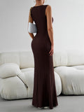 Knitted Sleeveless Ribbed Maxi Dress for Women
