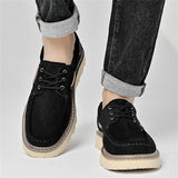 Male's Solid Color Outdoor Sedue Thick-soled Lace Up Shoes