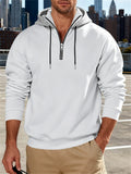 Men's Autumn Casual Half-Zip Drawstring Contrast Color Fleece Hoodies