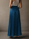 Women High Waisted  A Line Flowy Pleated Maxi Skirts