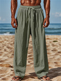 Comfy Men's Linen Solid Color Drawstring Pants