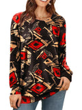 Women's Casual Autumn 3D Digital Printing Round Neck Long-sleeved Shirts