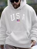 Men's Trendy American Style Fleece Kangaroo Pocket Hooded Sweatshirts