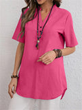 Women's Summer Pure Color Trendy V Neck Shirts