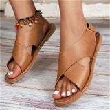 Simple Open Toe Cross Strap Roman Sandals for Women