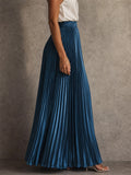Women High Waisted  A Line Flowy Pleated Maxi Skirts