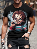 Men's Stylish Chucky Print Streetwear Round Neck Short Sleeve T-Shirts
