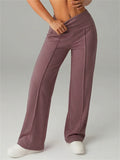 Women Simple Comfy High Waist Wide Leg Casual Straight Pants