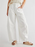 Vintage Wide Leg Raw Hem Barrel Jeans for Women