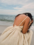 Beach Casual Pure Cotton Backless Strappy Dress for Women