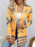 Women's Ethnic Style Printed Lapel Long Sleeve Cardigan Shirts