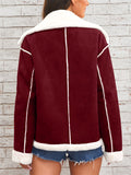 Women's Winter Trendy Contrast Color Patchwork Lapel Single Breasted Coats