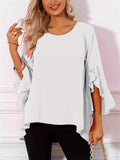 Women Ruffled Sleeve Loose Fit Chiffon Blouse Casual Elegant Shirts