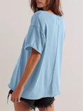 Women's Summer Casual Solid Color Round Neck Short Sleeve T-Shirt