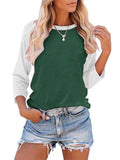 Women's Daily Wear Crew Neck Long Sleeve Contrast Color Shirt