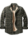 ‌Men's Warm Winter Casual‌ Thick Plaid Patchwork Fleece Lined Shirt Jackets