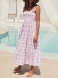 Summer Leisure Plaid Bustier Swing Dress for Women