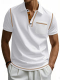 Male's Summer Simple Breathable Contrast Trim Short Sleeve Shirts