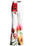 Fashion V-Neck Flower Print  Jacket & Pants Women's Suits